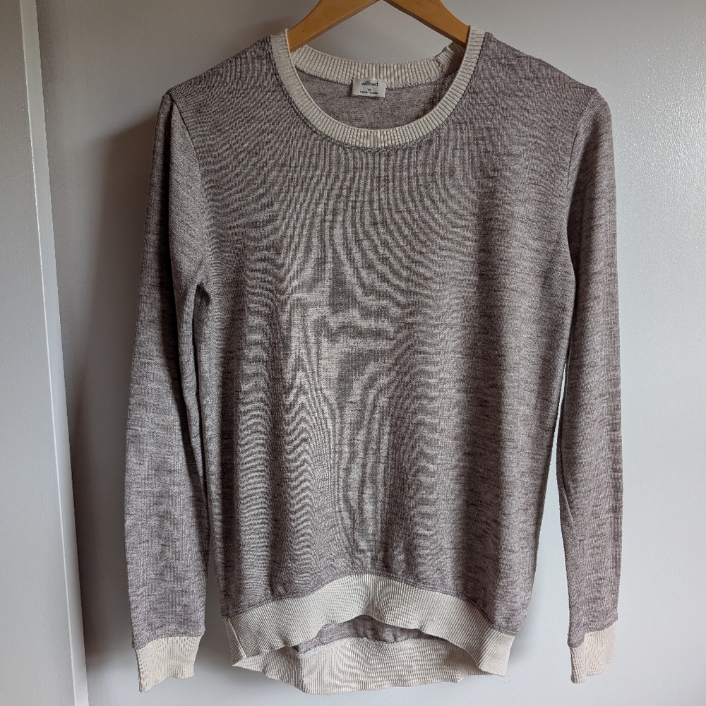 Cream and Gray Women's Sweater